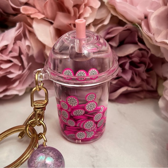 Boho Chic Dragon Fruit Infused Water Drink Keychain Charm - Picture 12 of 17